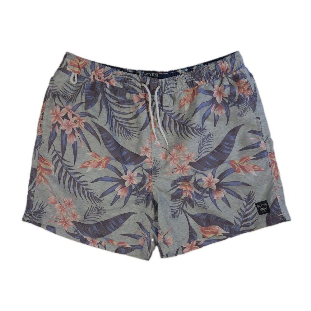 Spicy Tuna Men's Swim Trunks Shorts Hawaiian XL Drawstring Waist Beach Blue Pink